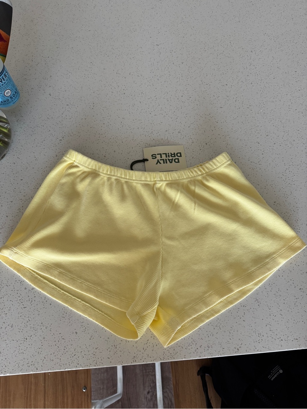Daily Drills Women's Pale Yellow Ribbed Athletic Lounge Shorts